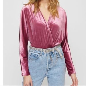 Wrap Front Velvet Bodysuit